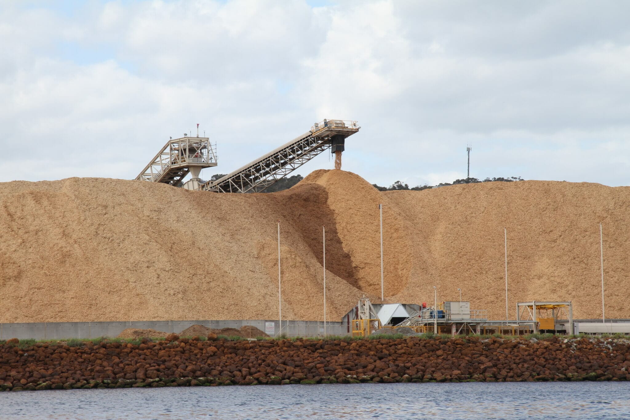 Wood chipping at the Albany Grain Terminal on the way out to King George Sound